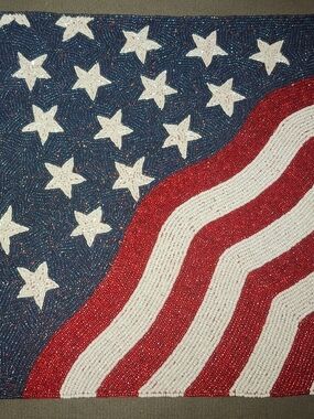 Pier 1 Beaded Red White & Blue Placemat Flag